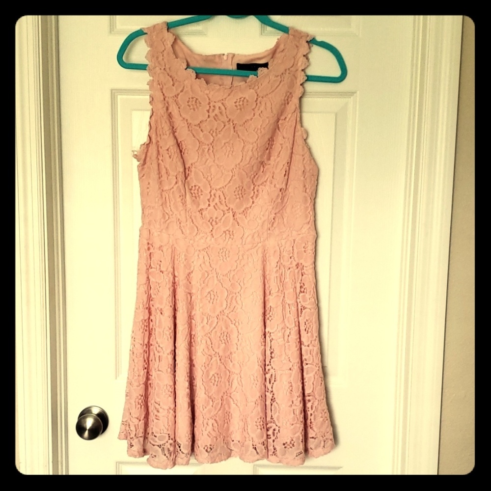 Rose pink dress with floral lace